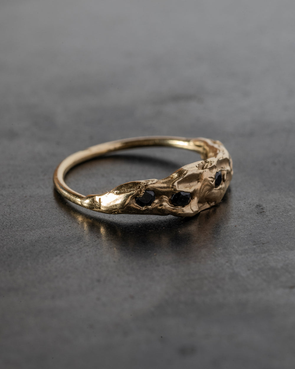 Knobbly Cosmo Ring Thick w/ Black Sapphires