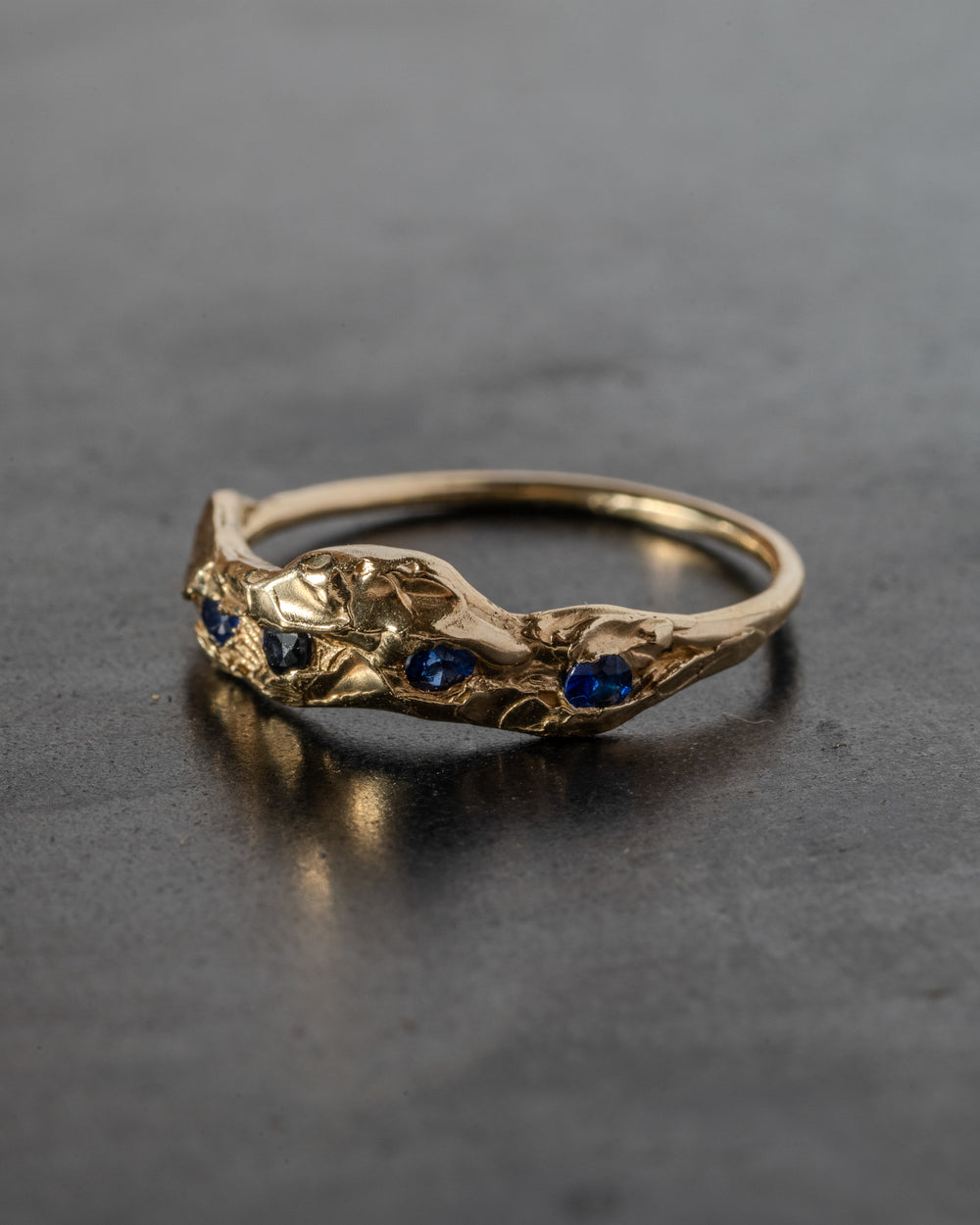 Knobbly Cosmo Ring Thick w/ Blue Sapphires