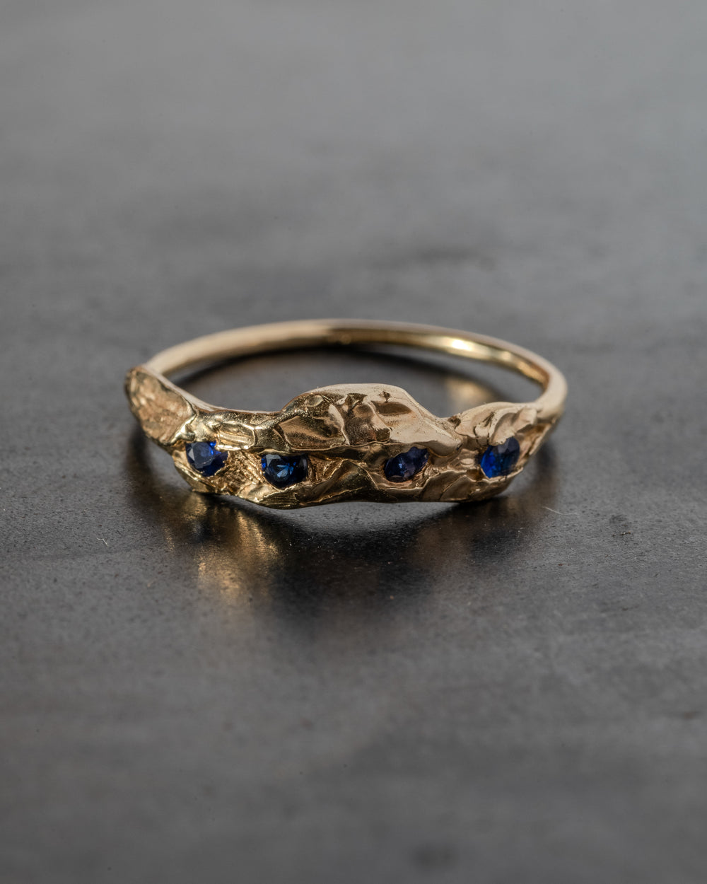 Knobbly Cosmo Ring Thick w/ Blue Sapphires