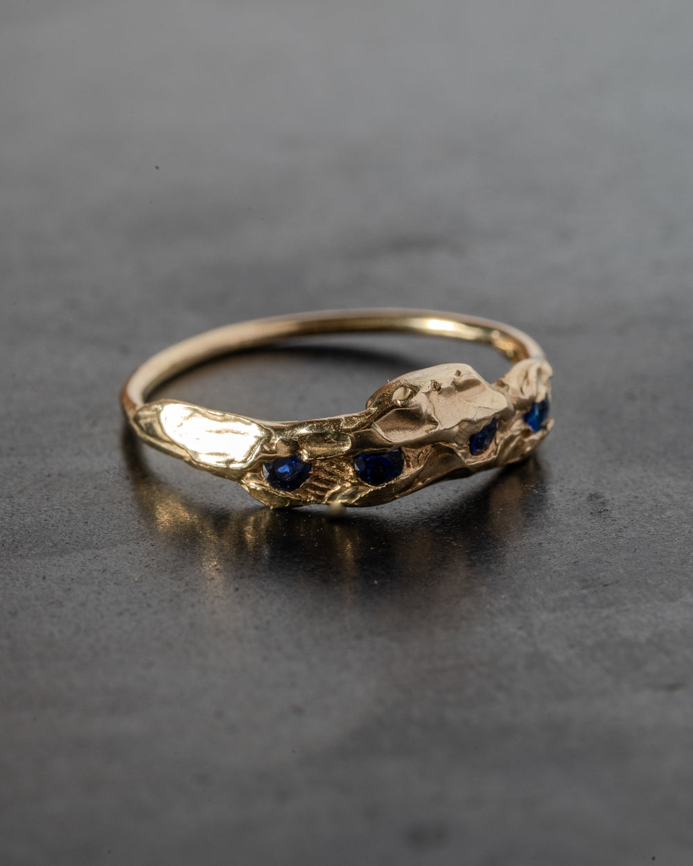 Knobbly Cosmo Ring Thick w/ Blue Sapphires