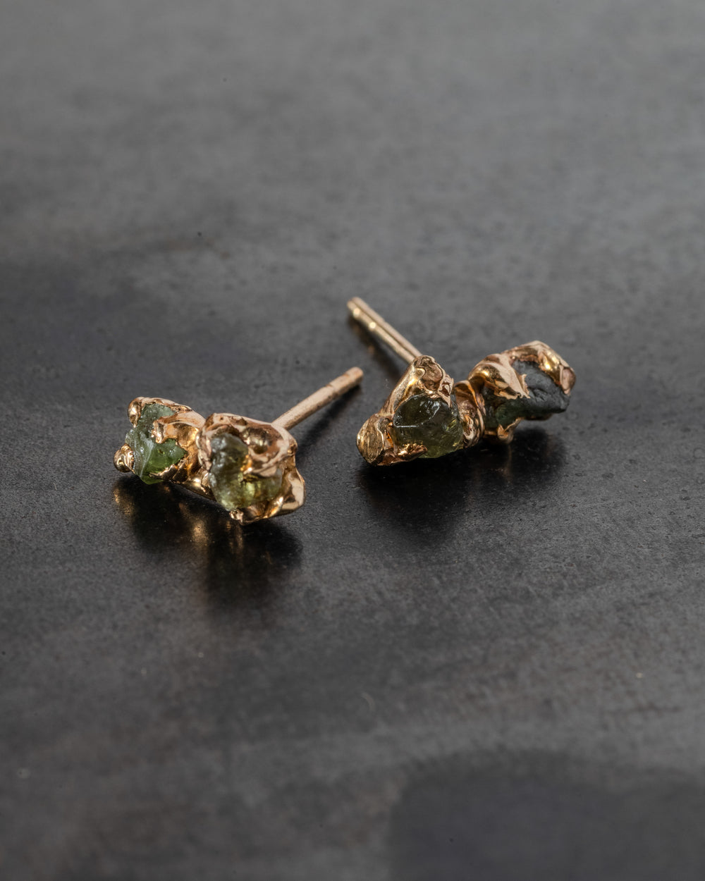Rough 2 Stone Sapphire Studs Gold