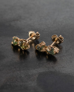 Rough 2 Stone Sapphire Studs Gold