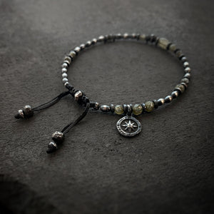 Silver Gypsy Beads Layering Bracelet w/ Labradorite