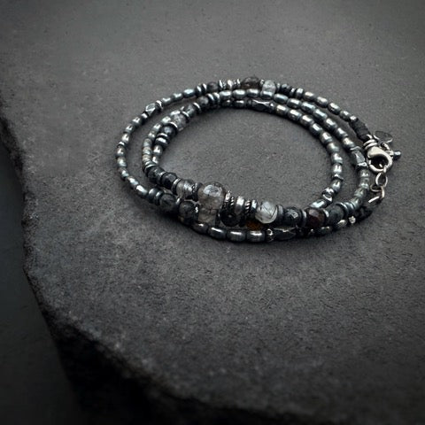 Gypsy Silver Bead Wrap Necklace Bracelet O/S