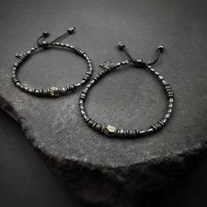 Gypsy Silver Bead Layering Bracelet w/ New Pyrite