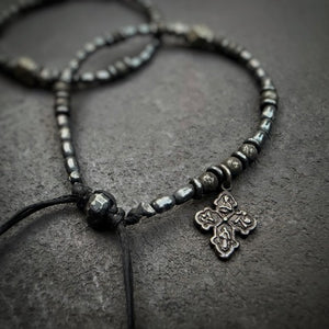 Gypsy Silver Bead Layering Bracelet w/ New Pyrite
