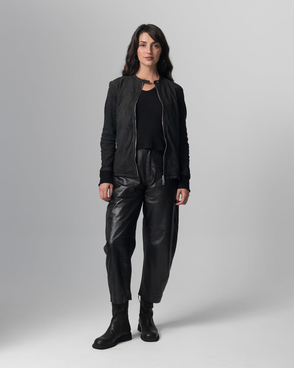 Biker Leather Jacket Nero GD23S8374VREV