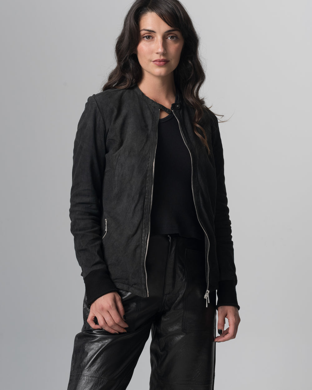 Biker Leather Jacket Nero GD23S8374VREV