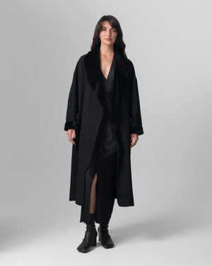 Shearling Leather Coat Nero GD26F19098MEVL
