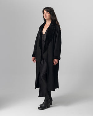 Shearling Leather Coat Nero GD26F19098MEVL