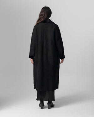 Shearling Leather Coat Nero GD26F19098MEVL