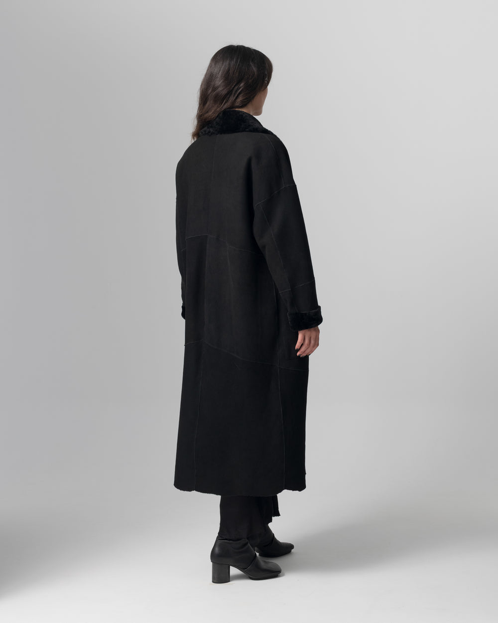 Shearling Leather Coat Nero GD26F19098MEVL