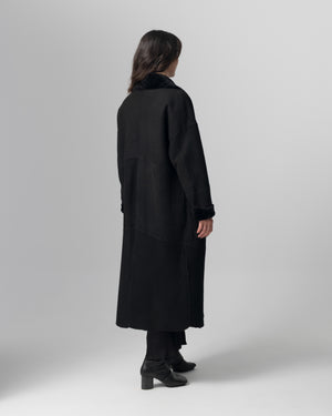 Shearling Leather Coat Nero GD26F19098MEVL