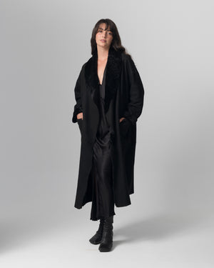 Shearling Leather Coat Nero GD26F19098MEVL