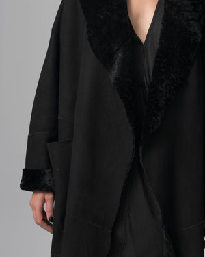 Shearling Leather Coat Nero GD26F19098MEVL