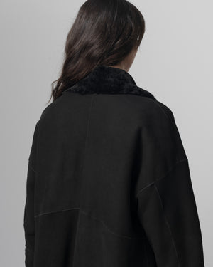Shearling Leather Coat Nero GD26F19098MEVL