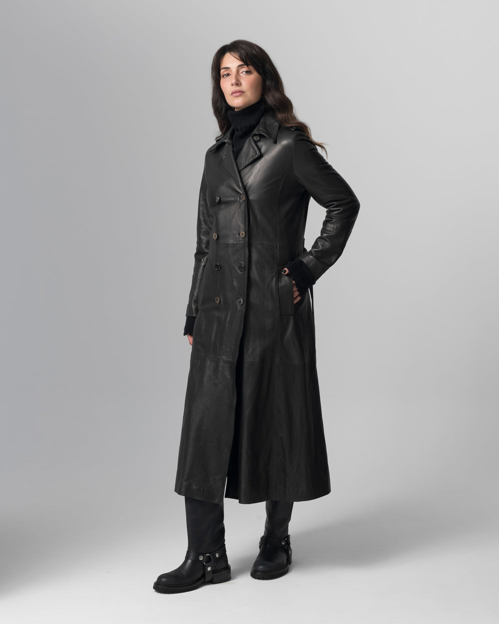 Leather Trench Nero GD26F23039VL