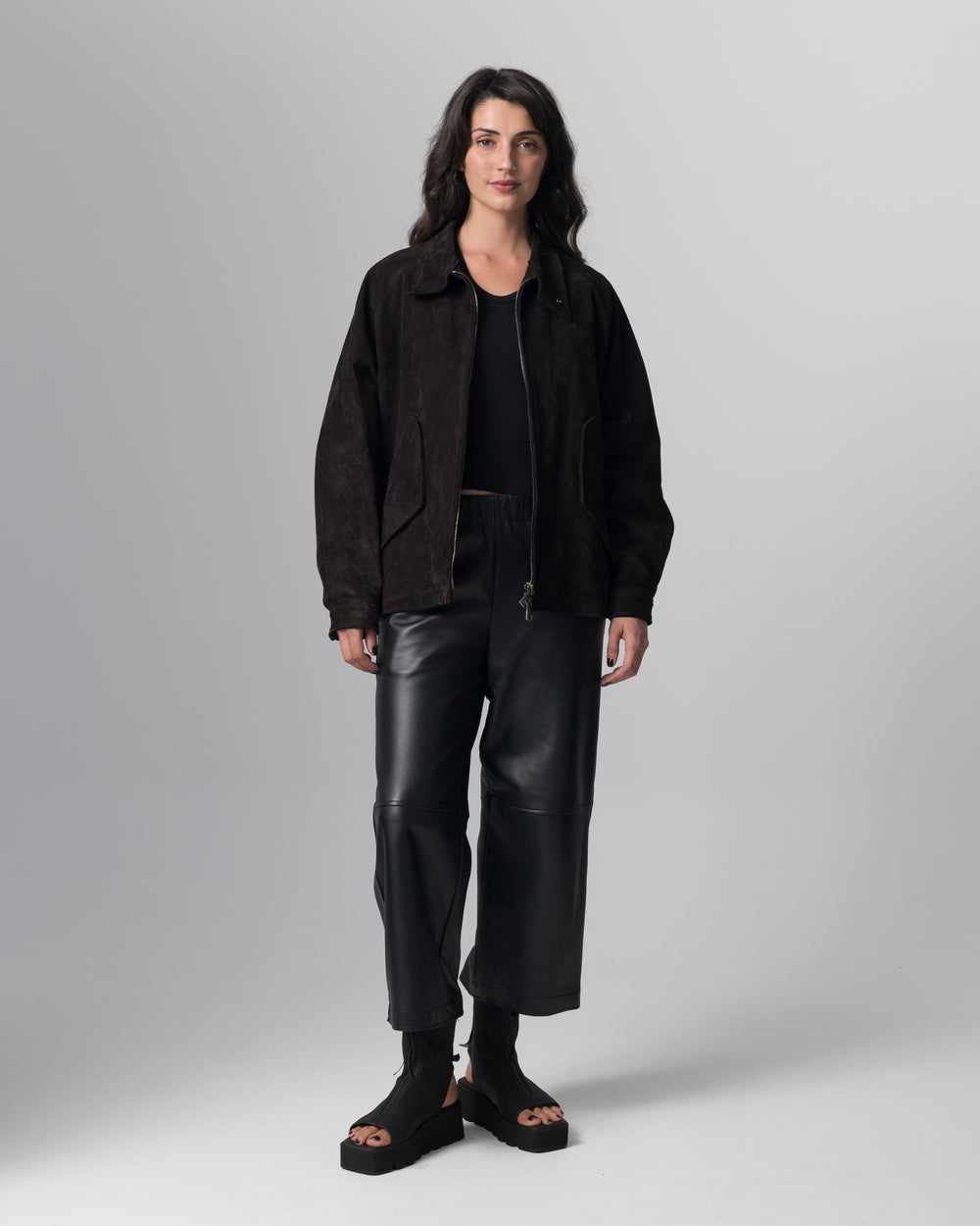 Padded Leather Jacket Moka GD26F26001BCSD