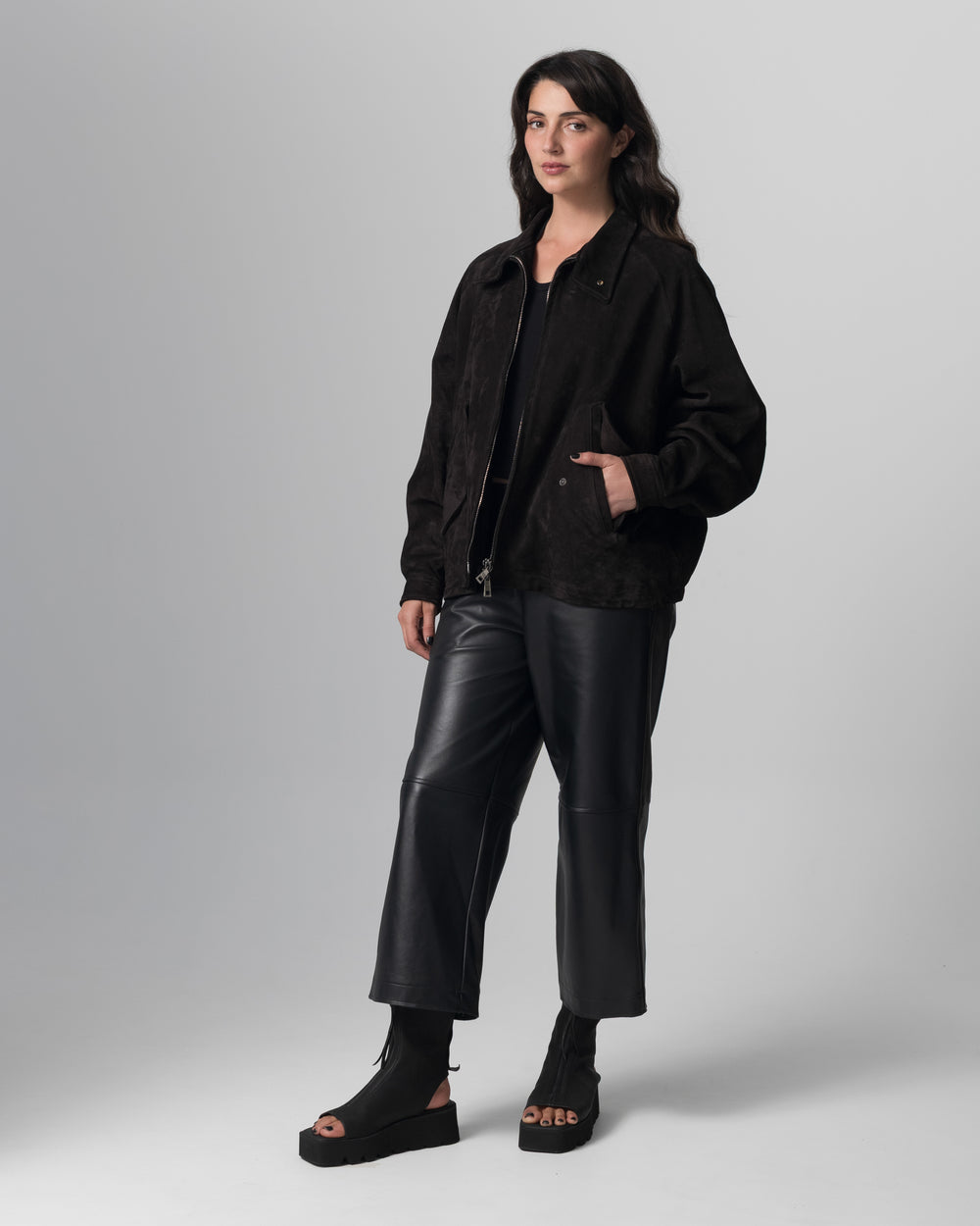 Padded Leather Jacket Moka GD26F26001BCSD