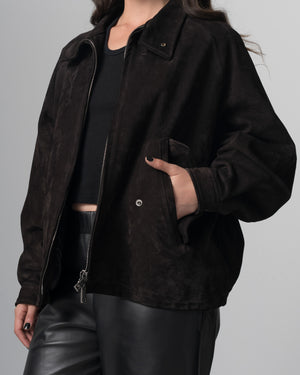 Padded Leather Jacket Moka GD26F26001BCSD