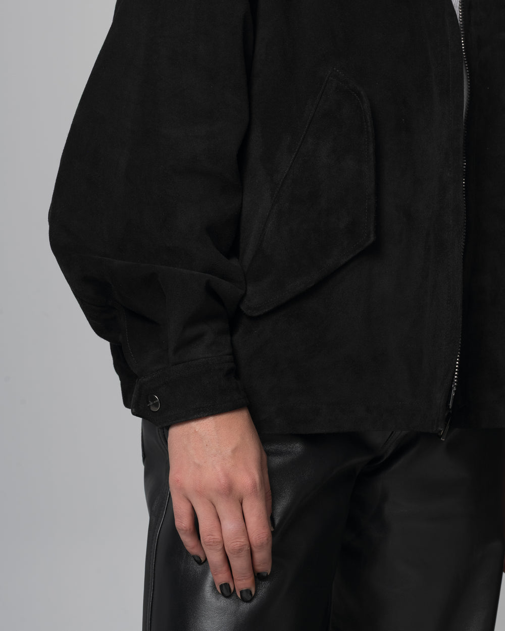 Padded Leather Jacket Nero GD26F26001BCSD