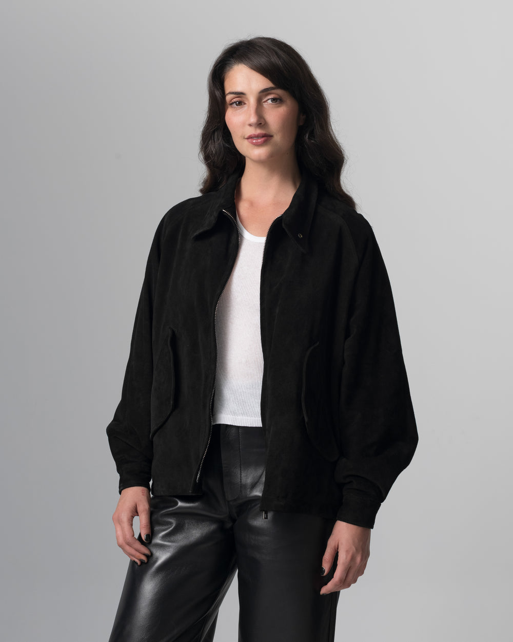 Padded Leather Jacket Nero GD26F26001BCSD