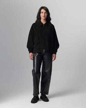 Padded Leather Jacket Nero GD26F26001BCSD