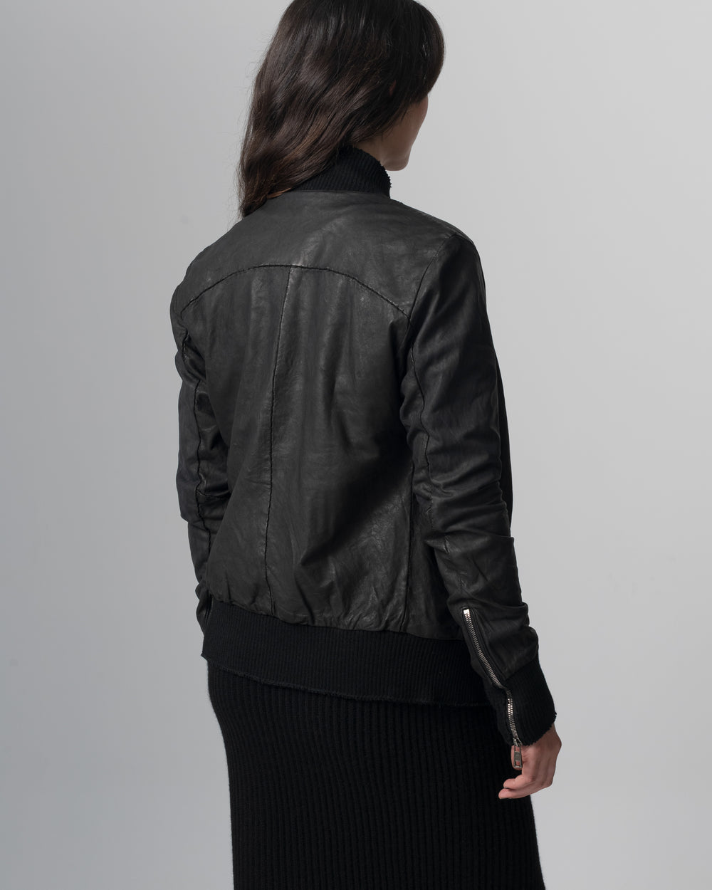 Leather Jacket Nero GD26S21098BISVBRUSH
