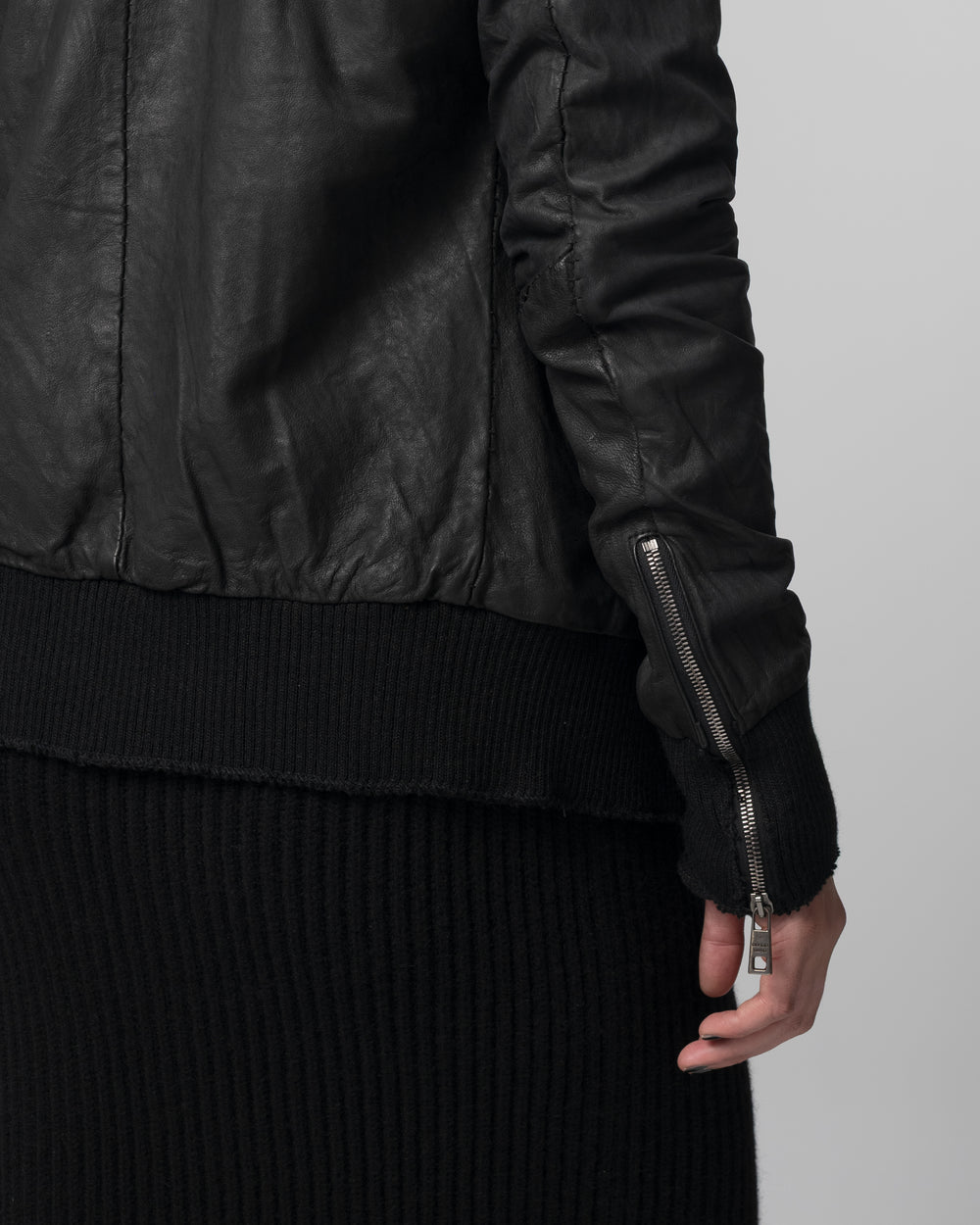 Leather Jacket Nero GD26S21098BISVBRUSH