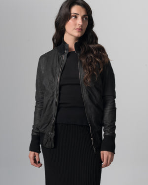 Leather Jacket Nero GD26S21098BISVBRUSH