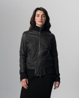 Leather Jacket Nero GD26S21098BISVBRUSH