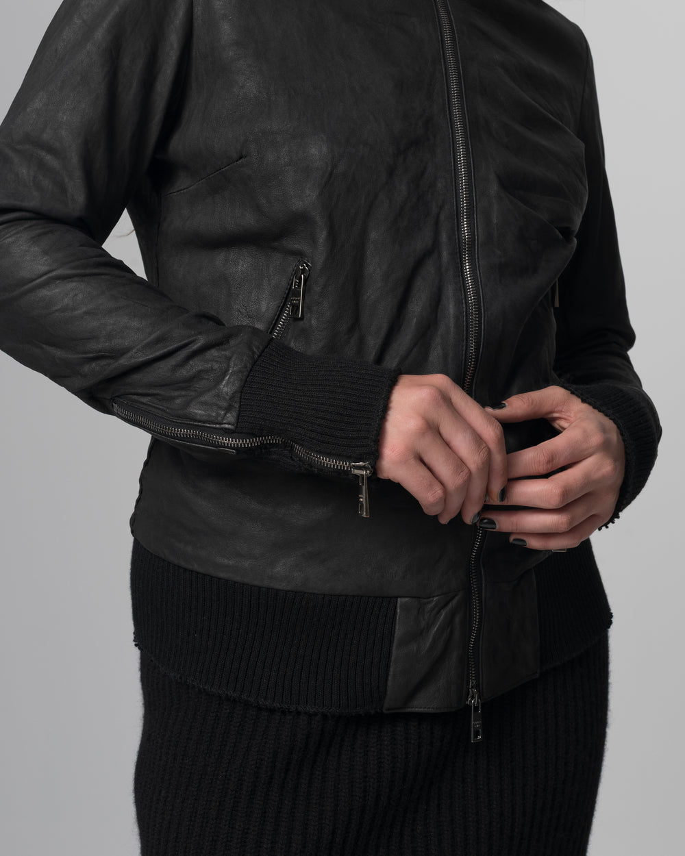 Leather Jacket Nero GD26S21098BISVBRUSH