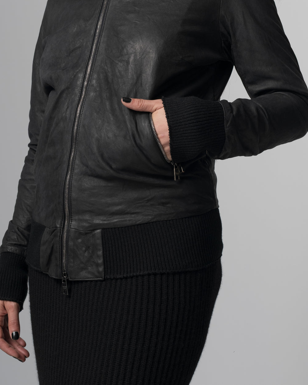 Leather Jacket Nero GD26S21098BISVBRUSH