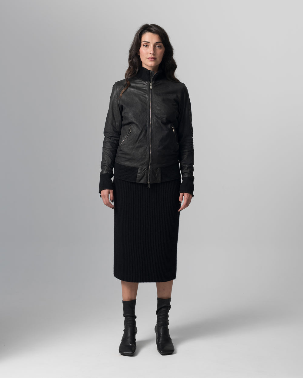 Leather Jacket Nero GD26S21098BISVBRUSH