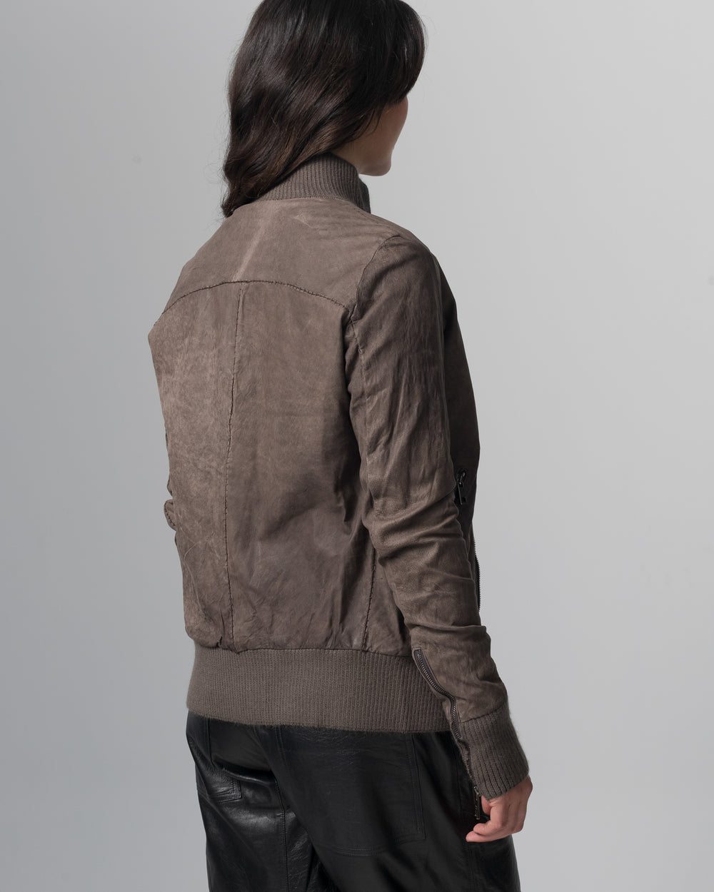 Leather Bomber Jacket Slate GD26S21098BISVBRUSH