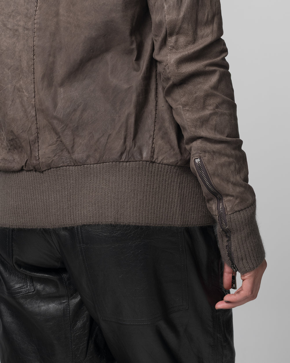 Leather Bomber Jacket Slate GD26S21098BISVBRUSH