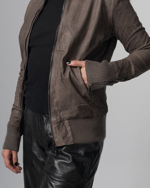 Leather Bomber Jacket Slate GD26S21098BISVBRUSH