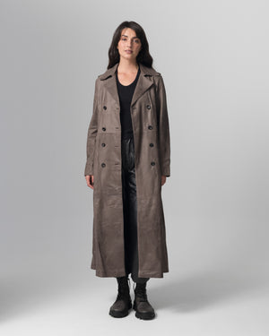 Leather Trench Coat Slate GD26S23039VBRUSH