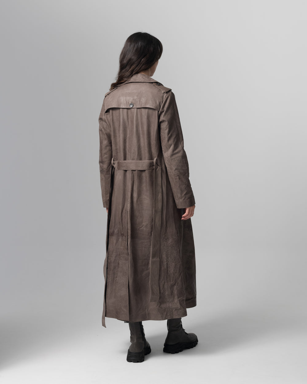 Leather Trench Coat Slate GD26S23039VBRUSH