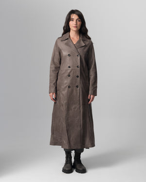 Leather Trench Coat Slate GD26S23039VBRUSH