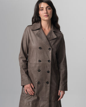 Leather Trench Coat Slate GD26S23039VBRUSH