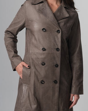 Leather Trench Coat Slate GD26S23039VBRUSH
