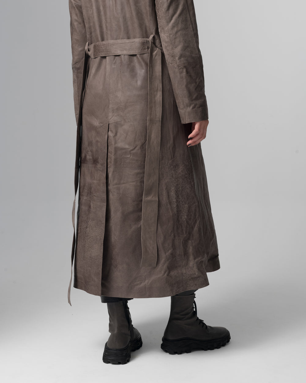 Leather Trench Coat Slate GD26S23039VBRUSH