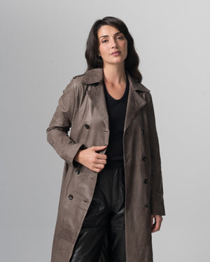 Leather Trench Coat Slate GD26S23039VBRUSH