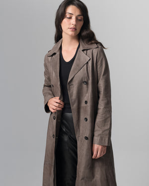 Leather Trench Coat Slate GD26S23039VBRUSH