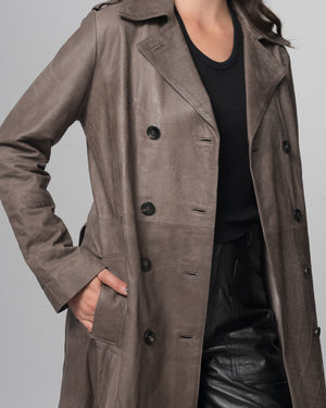 Leather Trench Coat Slate GD26S23039VBRUSH