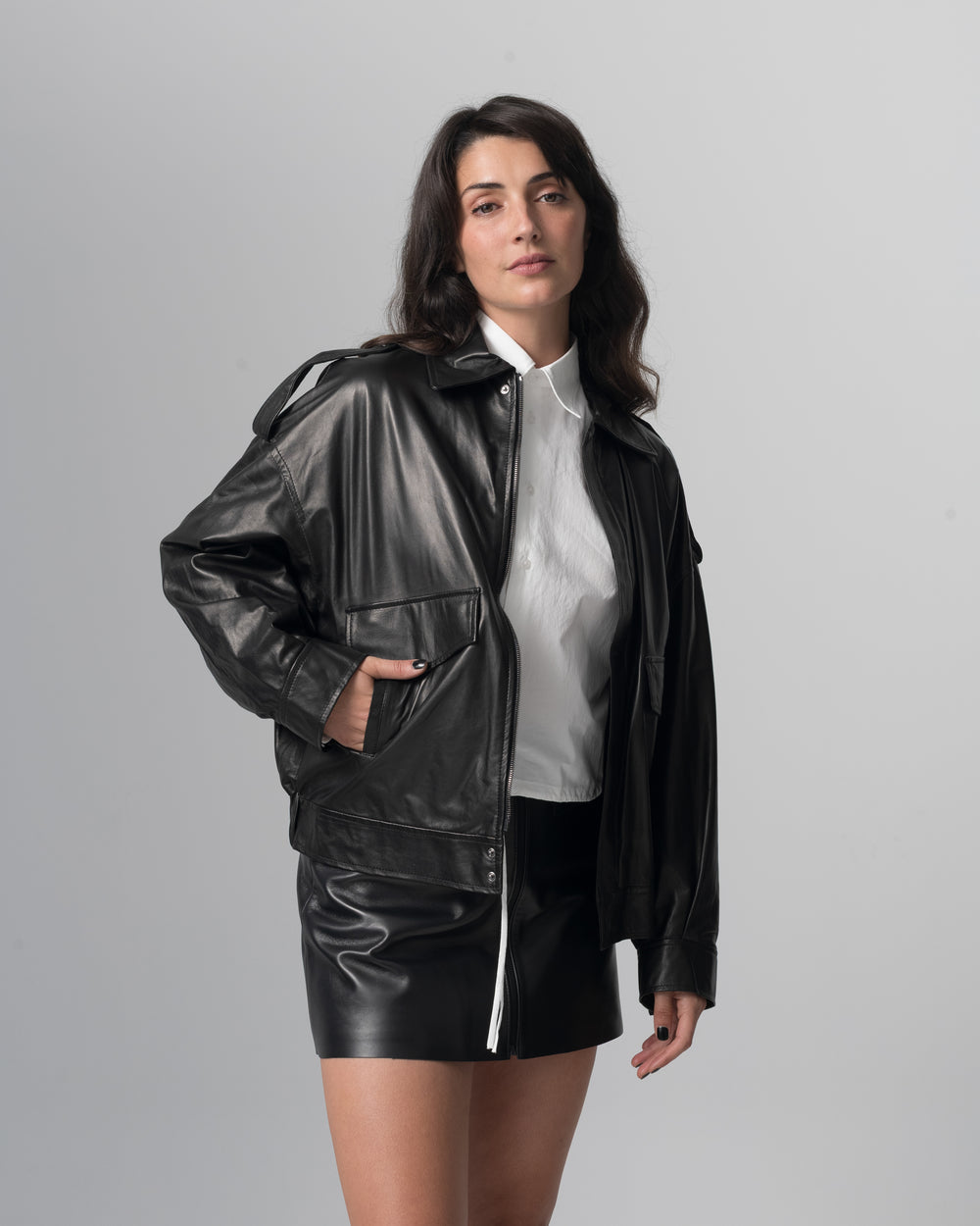 Leather Jacket Nero GD26S27094NATU