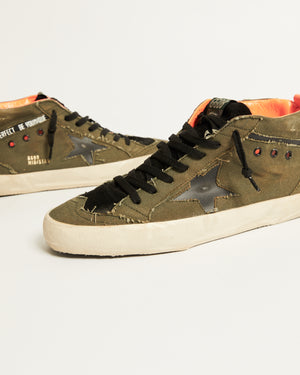 Mid Star Riporti Sottoposti in Canvas w/ Black Star and Orange Heel Tab