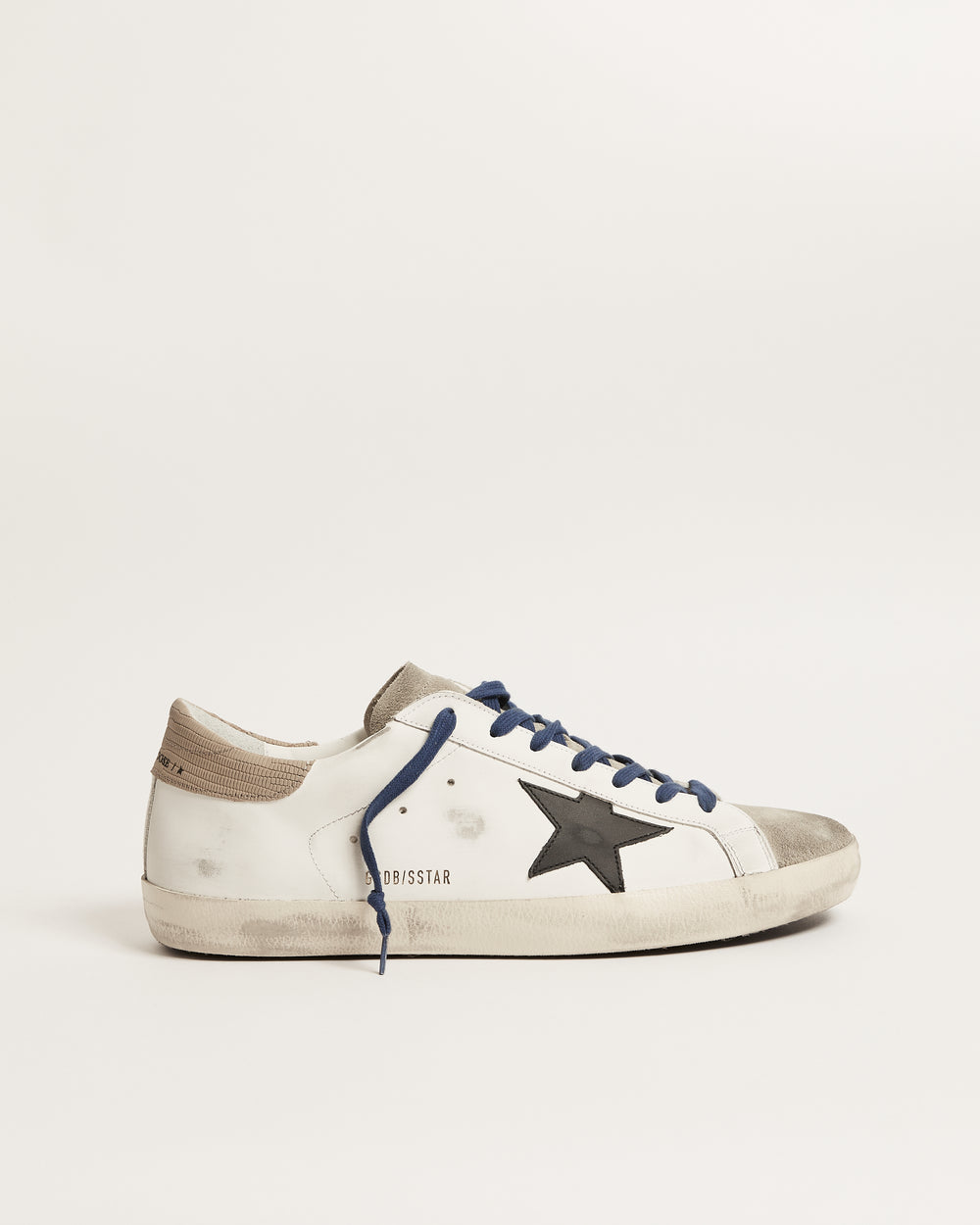 Super Star in White Leather w/ Suede Toe and Black Star