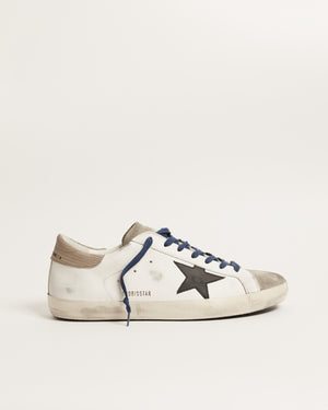 Super Star in White Leather w/ Suede Toe and Black Star